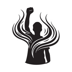 Protest power symbol: human silhouette with raised fist vector icon