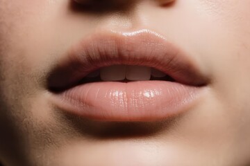 Close up lips of young woman. For beauty, skincare, or cosmetic enhancement