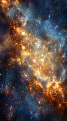 Naklejka premium Abstract dark galaxy space nebula background with swirling cosmic clouds stars and deep colors creating a mysterious expansive universe scene symbolizing infinity exploration and cosmic beauty