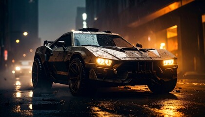 Armored futuristic aggressive cyber design extreme terrain car