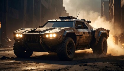 Armored futuristic aggressive cyber design extreme terrain car