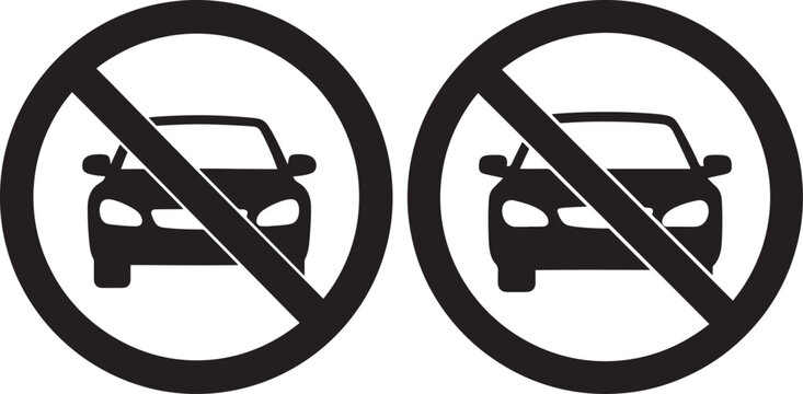 Two no cars allowed signs silhouette