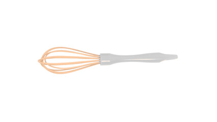 A simple illustration of an orange kitchen whisk: a cooking utensil for mixing on transparent background
