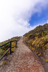 Hiking train in Turrialba volcano national park in Costa Rica