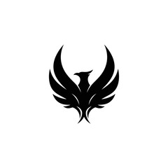 Minimalist Phoenix Rising Logo – Geometric Solid Black Vector Emblem