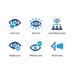 Love, See, Surveillance, Visible, Witness, Vision, Blue Icon Set