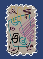 Minimal abstract image for printing. Picture for modern interiors. The picture is painted by hand on a tablet.