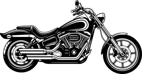 Black Cruiser Motorcycle Vector Illustration, Black and White Motorcycle with Reflection bike cruiser, black-cruiser-motorcycle-vector-illustration.