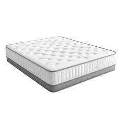 Comfortable mattress with white cover isolated on transparent background