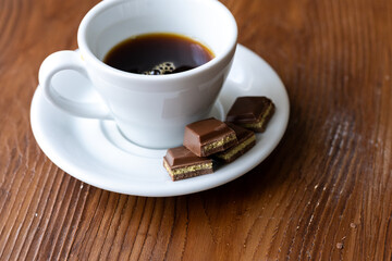 Close-Up of Coffee with Dubai Chocolates