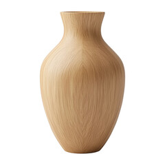 Elegant wooden vase isolated on transparent background