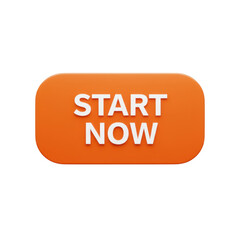 Orange start now button isolated on transparent background