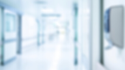 Blurred abstract background of a sterile hospital clinic interior corridor