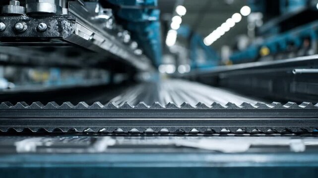 Medium shot focusing on virtual modeling of roll forming lines using digital twin technology to compare various material and speed configurations for process improvement.