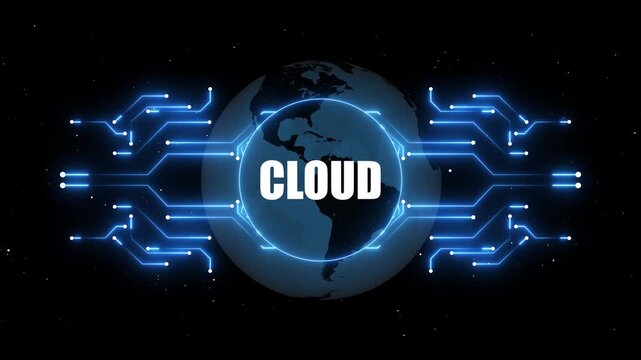 Cloud Computing Global Network Digital Circuitry Earth Globe Futuristic Technology Concept image photo