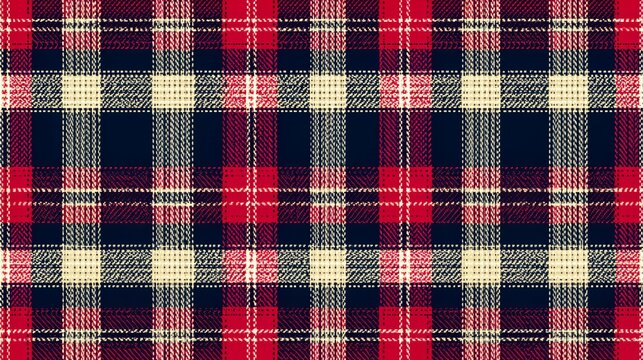 Checkered patterned fabric with red and yellow squares. The pattern is very bold and the colors are bright