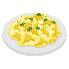 Scrambled egg on plate vector illustration designed for menu layouts and food-related graphics