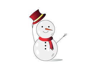 Cute Happy Snowman with Red Hat Holiday Vector