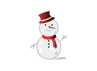 Winter Snowman Character with Red Santa Hat Vector Art