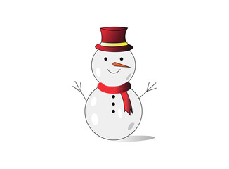Snowman with Red Hat Christmas Vector Illustration