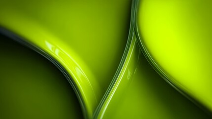 Green abstract painting with a green background. The painting is made up of three different shapes