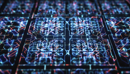 Abstract Circuitry: Explore the intricate world of technology with this mesmerizing close-up of a high-tech circuit board, showcasing the complex pathways of data flow.