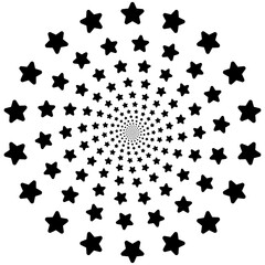 Black Star Shapes Concentric Radial Pattern Design Element