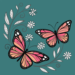 Tropical butterflies of different colors set. Vector illustrations of insects with multicolored wings. Cartoon blue yellow orange green violet red animals isolated white. Fantasy, tattoo concept