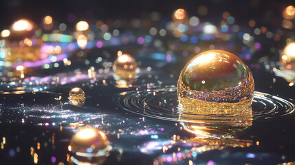 A holographic solar system floating in mid-air, with glowing planets, orbit lines, and shimmering light projections creating a futuristic sci-fi display.