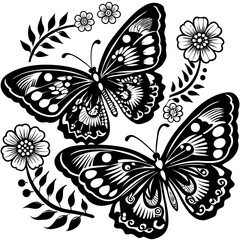Fototapeta premium Tropical butterflies of different colors set. Vector illustrations of insects with multicolored wings. Cartoon blue yellow orange green violet red animals isolated white. Fantasy, tattoo concept
