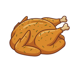 Herb-Roasted Turkey Holiday Dinner Vector Illustration