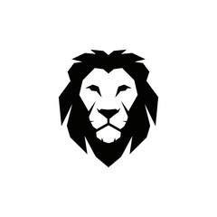 Minimalist Lion Head Crest – Bold Solid Black Geometric Vector Logo