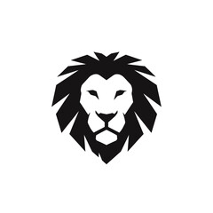 Minimalist Lion Head Crest – Bold Solid Black Geometric Vector Logo