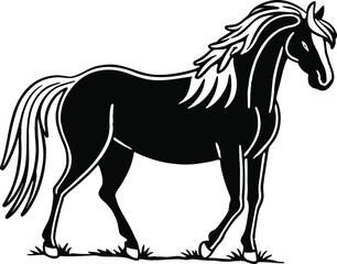 Horse Icon Silhouette in Details Vector Illustration  
