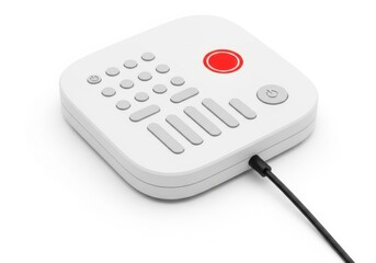 White electronic device with red button isolated on white background isolated on transparent background
