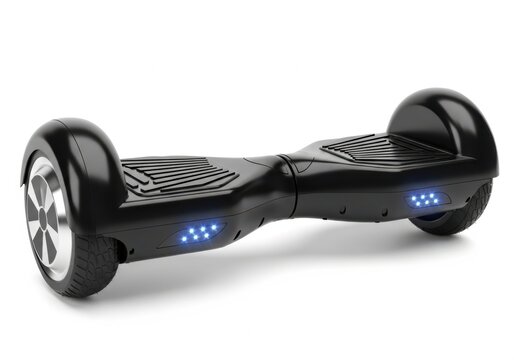 Black hoverboard with blue led lights isolated on white background isolated on transparent background