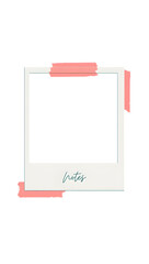 A polaroid style border with space for photo and caption below in playful handwritten font colors mint and coral Instagram story aesthetic