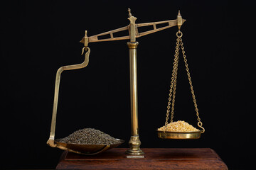 Balancing different legumes on old fashioned grocer's scales
