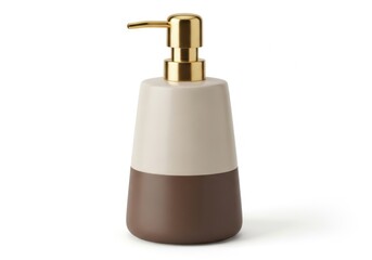 Obraz premium Two tone ceramic soap dispenser with gold pump isolated on white background isolated on transparent background
