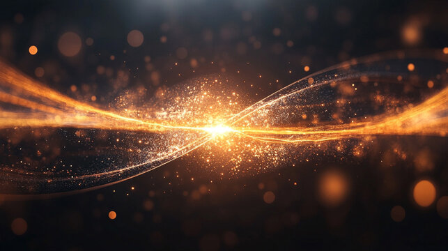 Quantum entanglement represented by glowing interconnected lines forming a luminous network symbolizing physics energy connection and the invisible bonds of particles in a futuristic abstract visualiz