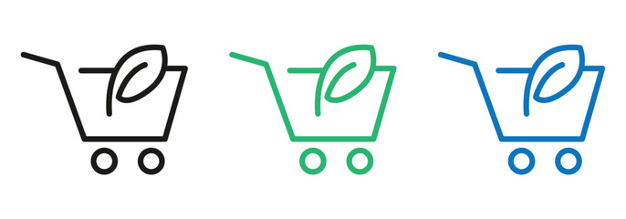 Shop sustainably and ethically with these eco-friendly shopping cart icons for your website or app, emphasizing green living and responsible consumerism now © MOHAMMADSHARIFUL