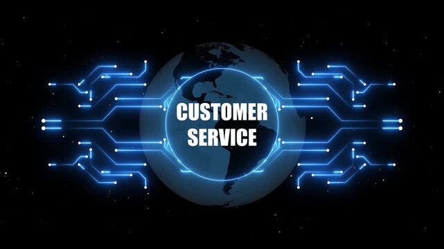 Customer Service Global Network with Earth Globe and Digital Circuitry image photo