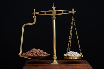 Balancing different legumes on old fashioned grocer's scales