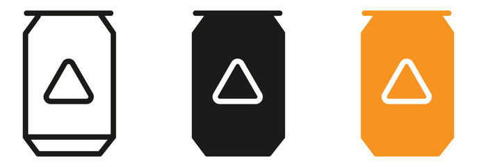 Colorful trio of vibrant drink can icons for creative design projects, packaging, or beverage industry visuals with modern flair and visual appeal