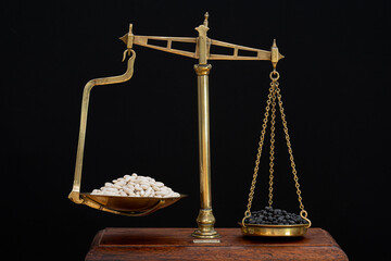 Balancing different legumes on old fashioned grocer's scales