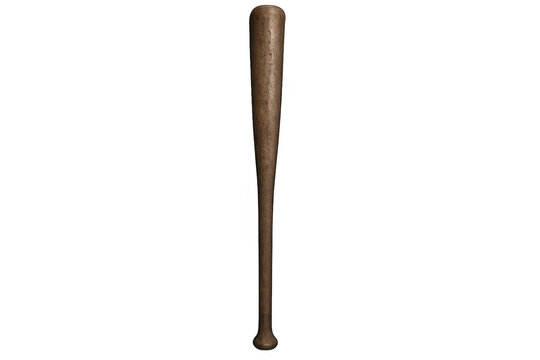 Classic wooden baseball bat ready for use in game play or sports activities, showing a rustic textured surface. Transparent background - Powered by Adobe
