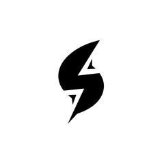 S-Shaped Lightning Logo – Modern Solid Black Tech Vector Symbol