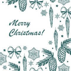 Christmas hand drawn card. Christmas vector elements