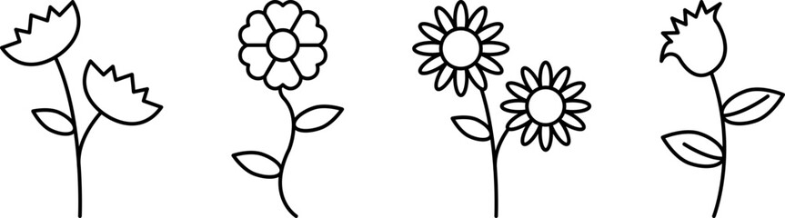 Flower Stem Outline Set