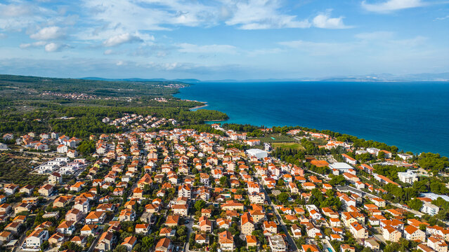 Coastal Croatian Town Supetar  Aerial